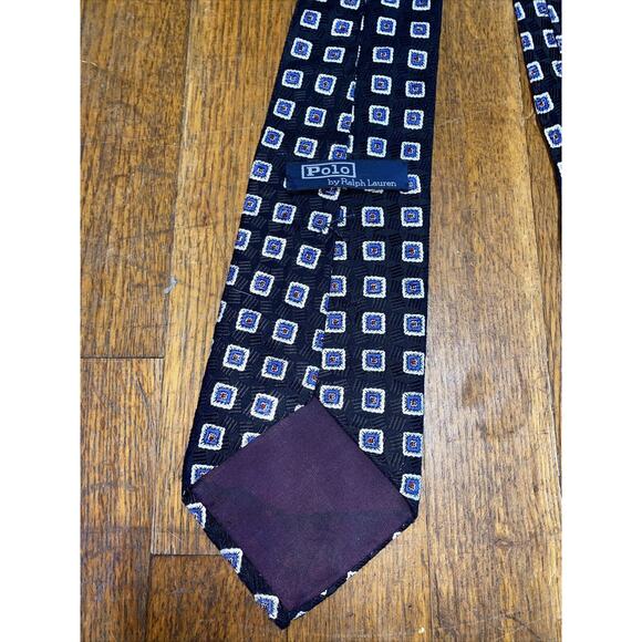 Polo Ralph Lauren Square Geometric Print Men's Silk Necktie - Picture 3 of 7